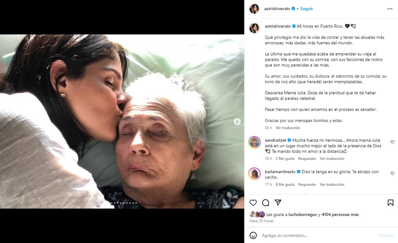 Astrid Rivera se despide de su abuela Julia.