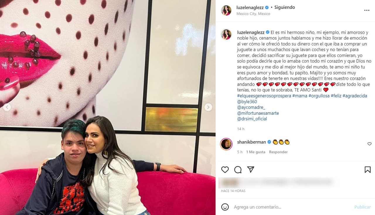 Luz Elena González y su hijo Santiago.