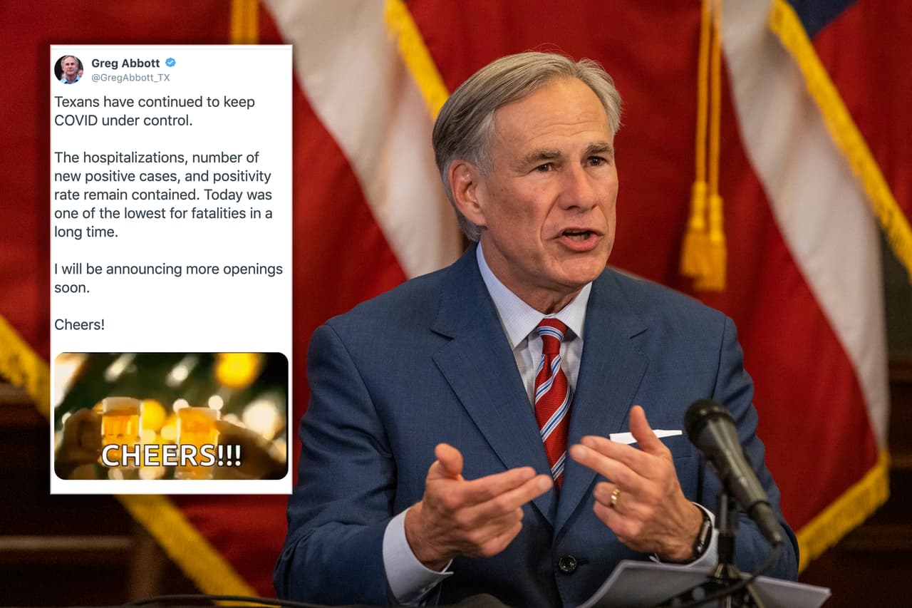 Gobernador de Texas publica imagen de cervezas para anunciar nuevas reaperturas de negocios 
