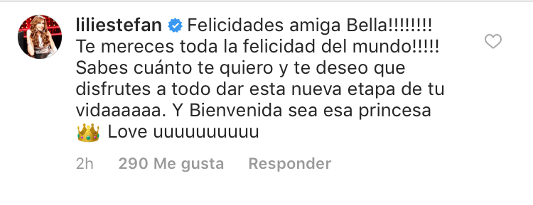 La conductora de El Gordo y la flaca, Lili Estefan, también le expresó su cariño a Joy: "Sabes cuánto te quiero y te deseo que disfrutes a todo dar esta nueva etapa de tu vida".