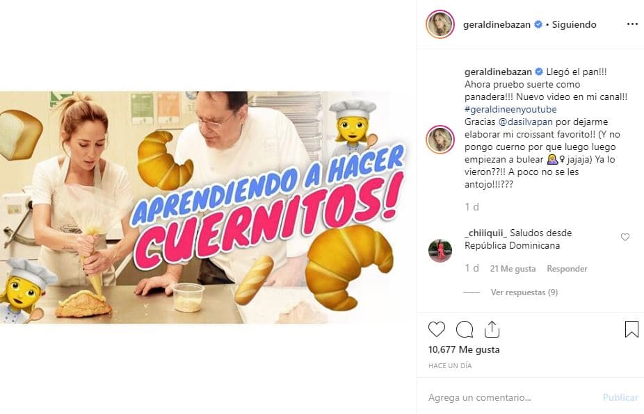 “Gracias por dejarme elaborar mi 'croissant' favorito. (Y no pongo cuerno porque luego empiezan a bullear jajaja)”, escribió Geraldine en un fragmento de su descripción.