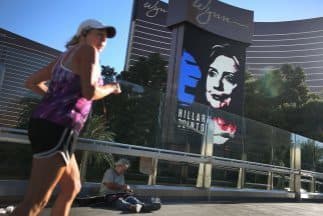 Cartel publicitario del debate demócrata en Las Vegas