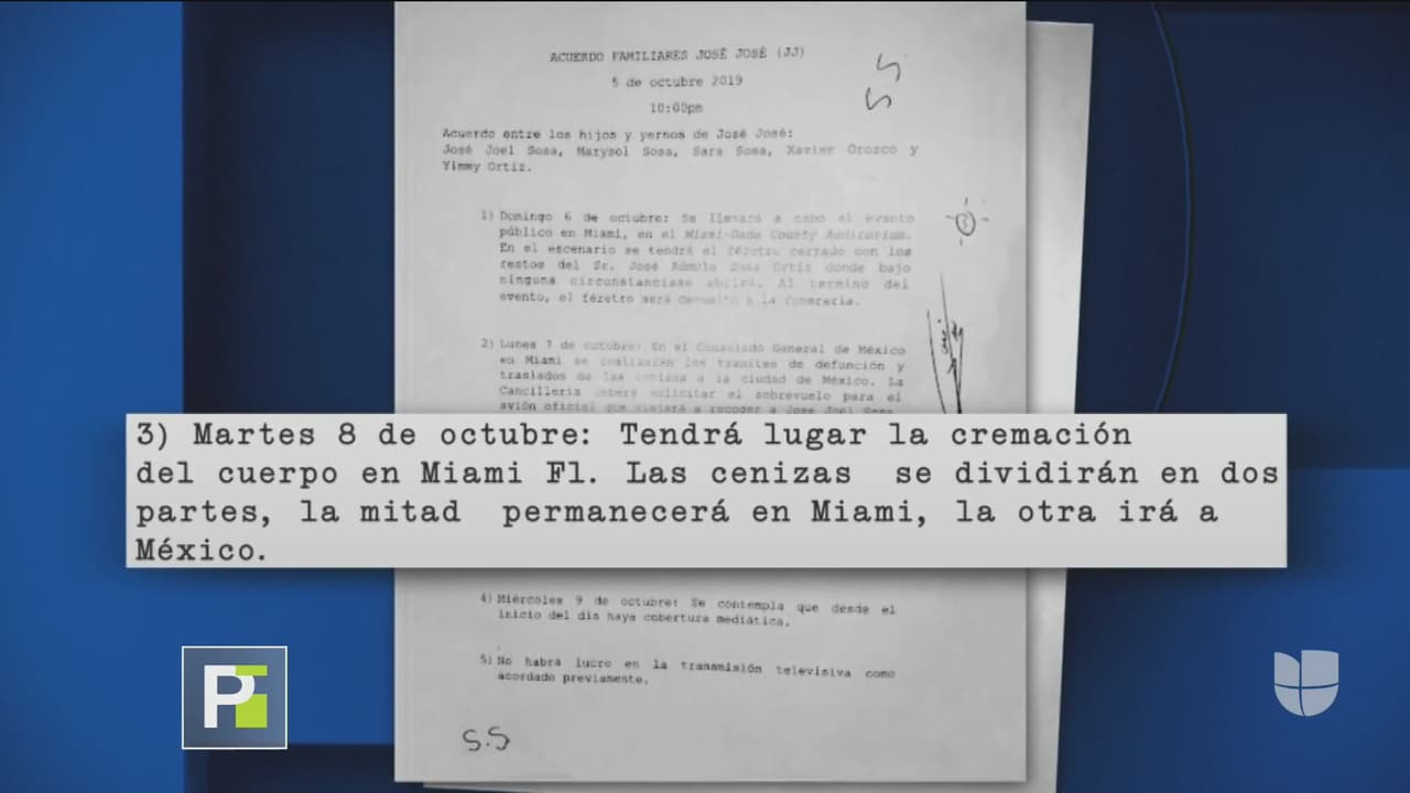 Y según este documento, las cenizas se dividirán en dos partes: la mitad permanecerá en Miami y la otra será enviada a México.
