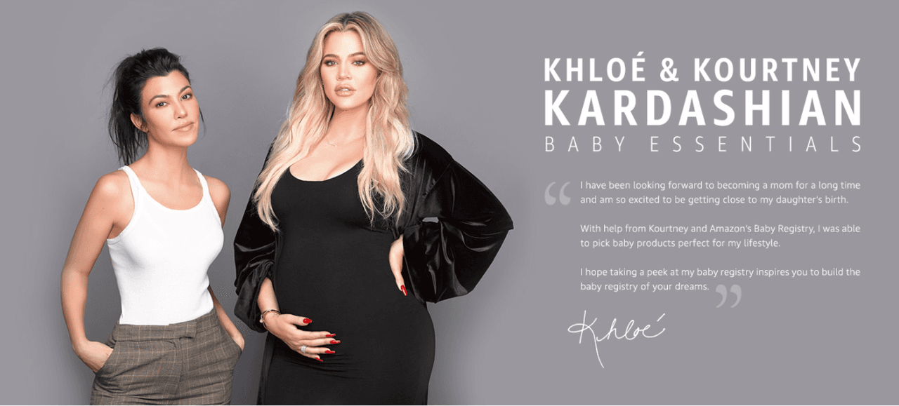 “Tengo la esperanza de que, si le das un vistazo al registro de mi bebé, te inspirará a construir el registro de tus sueños”, dijo Khloé al portal para el cual posó junto a su hermana. 
<b><a href="https://www.amazon.com/b?node=17702452011">La página web de Amazon</a></b> muestra esta imagen en la que se observa el avanzado embarazo de la exesposa del basquetbolista Lamar Odom.