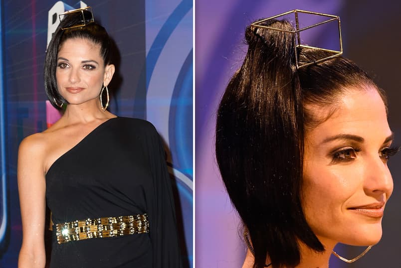 Para las más atrevidas y que quieren llamar la atención está este peinado que Natalia Jiménez llevó en 2015 y que se llevó los aplausos de todos por el accesorio que colocó en la cabeza.