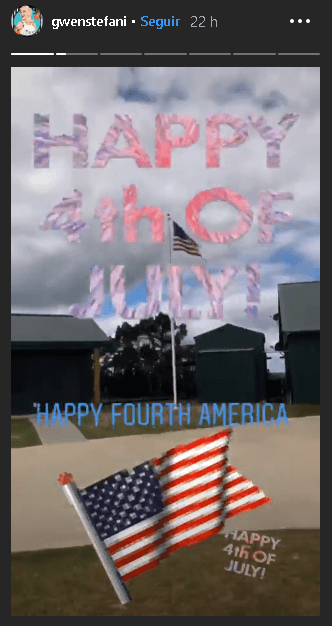 Otra de las que aprovechó
<b> <a href="https://www.instagram.com/gwenstefani/?hl=es-la" target="_blank">Instagram</a></b> fue 
<b>Gwen Stefani</b>, quien subió algunas historias con videos de una bandera de Estados Unidos.