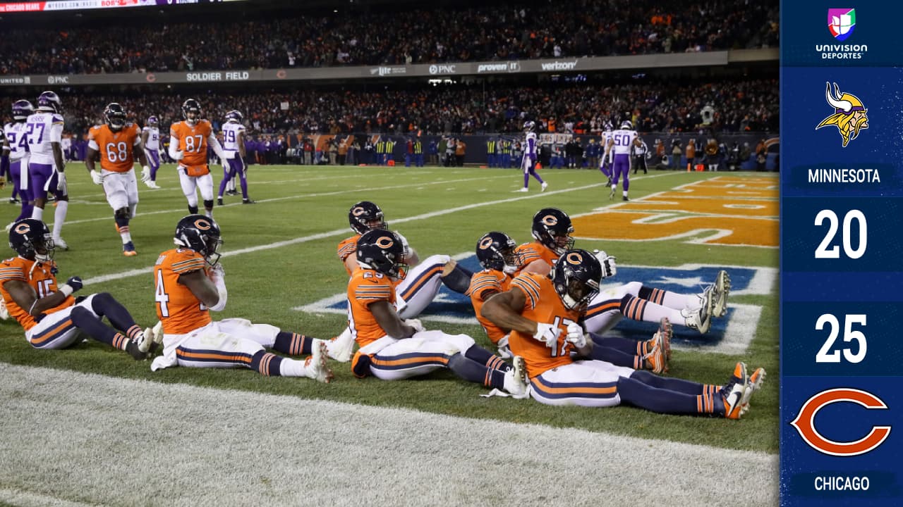 <b>Minnesota 20-25 Chicago</b>. La defensa de los Bears hizo mella en la embalada ofensiva de los Vikings que se heló en Soldier Field y reaccionó muy tarde, se rezagan en la carrera por el cetro divisional.