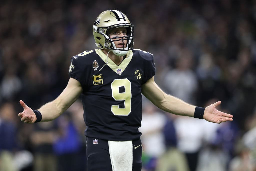 Esta intercepción de Drew Brees en el tiempo extra fue la primera en toda su carrera en los Playoffs en una prórroga.