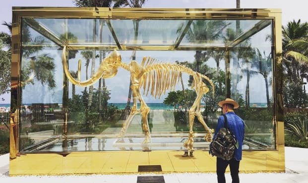 ¿Quién anda por aqui? Es J Balvin, quien recordó sus visitas al museo admirando este radiante esqueleto que lo dejó deslumbrado.