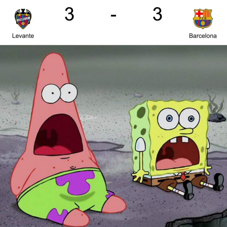 Barcelona deja ir una importante victoria frente al Levante y los memes salen de su cueva para restregárselo en la cara.