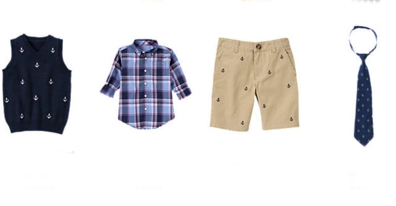 Chaleco, camisa, bermudas y corbata: un look perfecto para tomarse la foto con el Easter Bunny. (Chaleco, 16 dólares, camisa, 15 dólares, shorts 14 dólares y corbata 6 dólares en Gymboree.com)