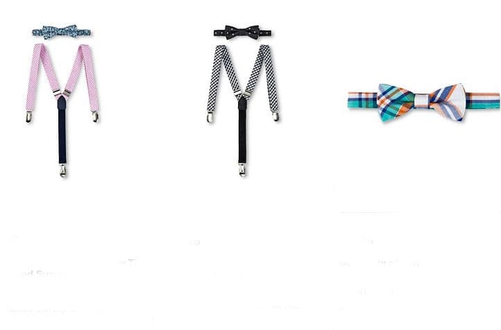 Tiradores y moños son los accesorios más populares para Easter (Suspenders, 15 dólares, moño, 9 dólares en Target.com)