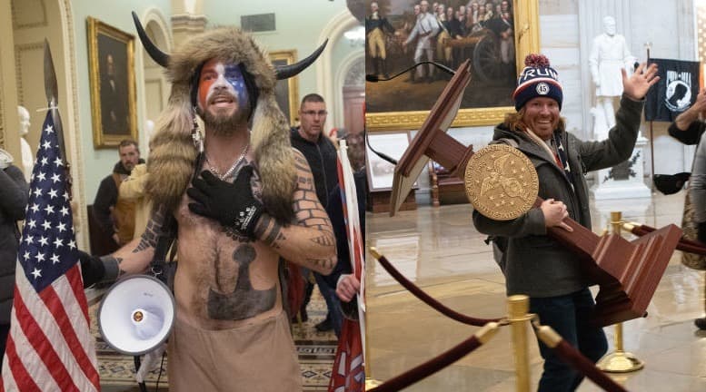 Arrestan a más asaltantes del Capitolio: el que se llevó el atrio de Pelosi, el de los cuernos y a un legislador