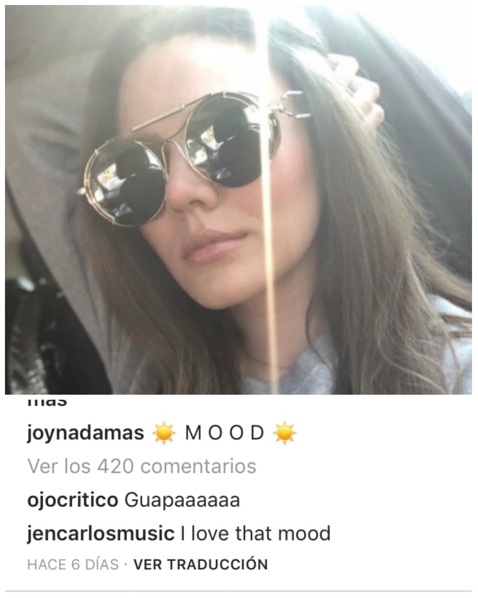 Todo indica que a Jencarlos le gusta ver a la cantante sonriente, seria, y de todas formas pues no hay foto que no le comente cariñosamente.