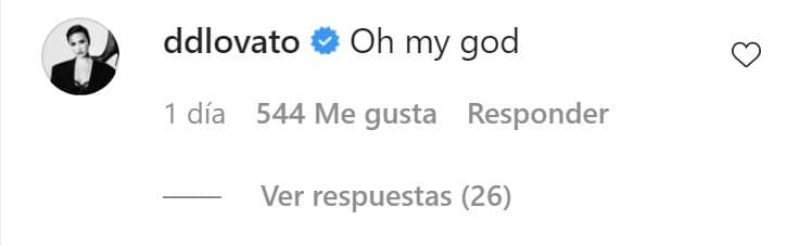En la sección de comentarios, Demi Lovato apareció con esta reacción con la que quedó claro que quedó atónita. 
<br>