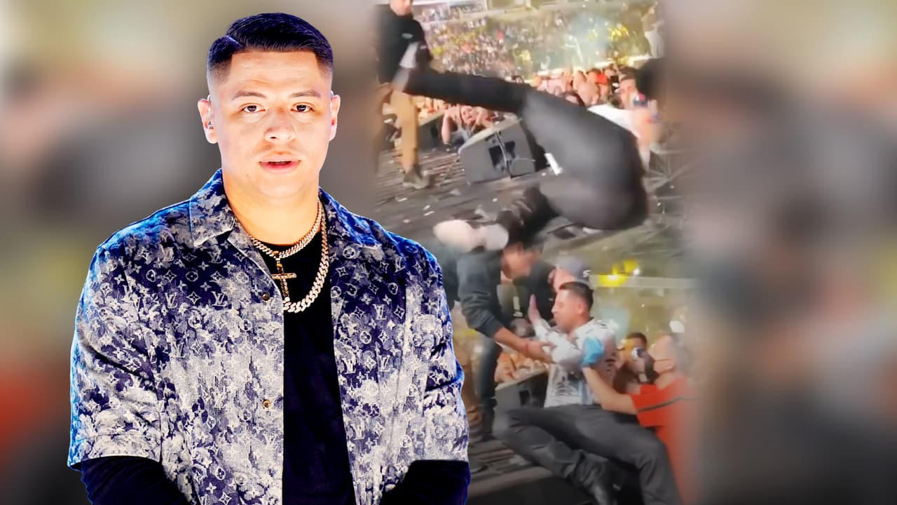 Que "no estaba borracho": tiran a Eduin Caz, de Grupo Firme, del escenario y casi da al suelo