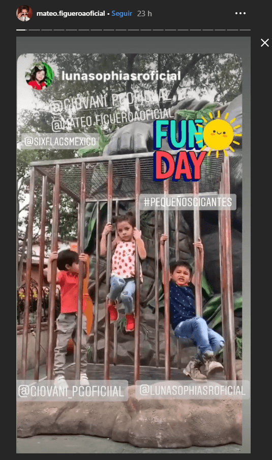 Ah, pero como más es mejor, esta parejita no fue sola. Giovani se sumó a Mateo y Luna en su divertido paso por Six Flags.
