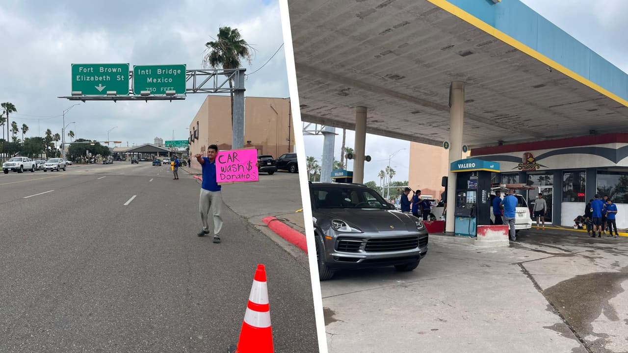 Migrantes lavan autos en frontera texana para reunir el dinero que les permita ir a otras ciudades