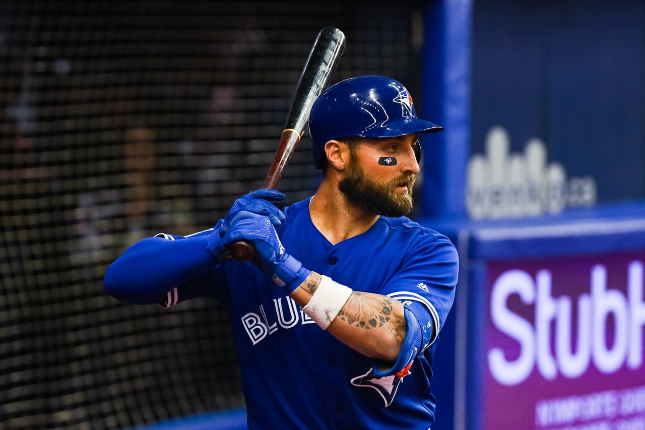 Look on Toronto Blue Jays outfielder Kevin Pillar during the spring training game versus Milwaukee Brewers on March 26, 2019, at Olympic Stadium in Montreal.