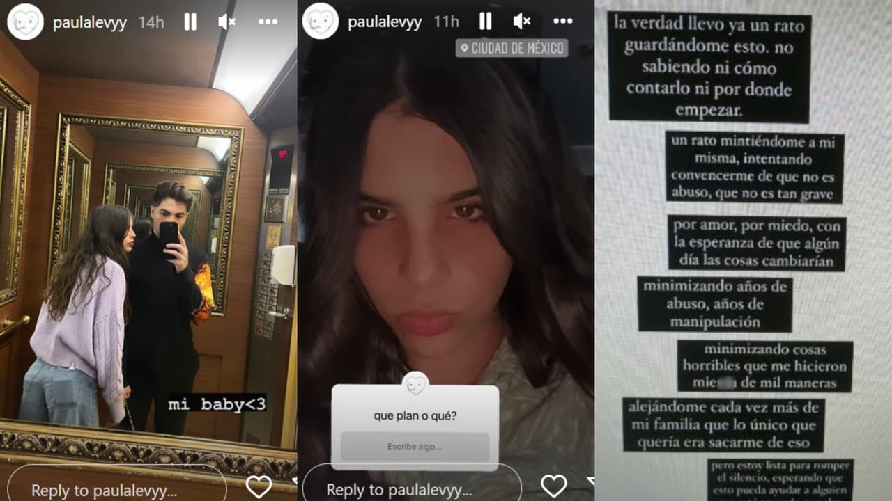 Paula Levy publicó una foto (primera a la izquierda) con su novio Mauricio Moctezuma tras denunciar supuesto abuso.