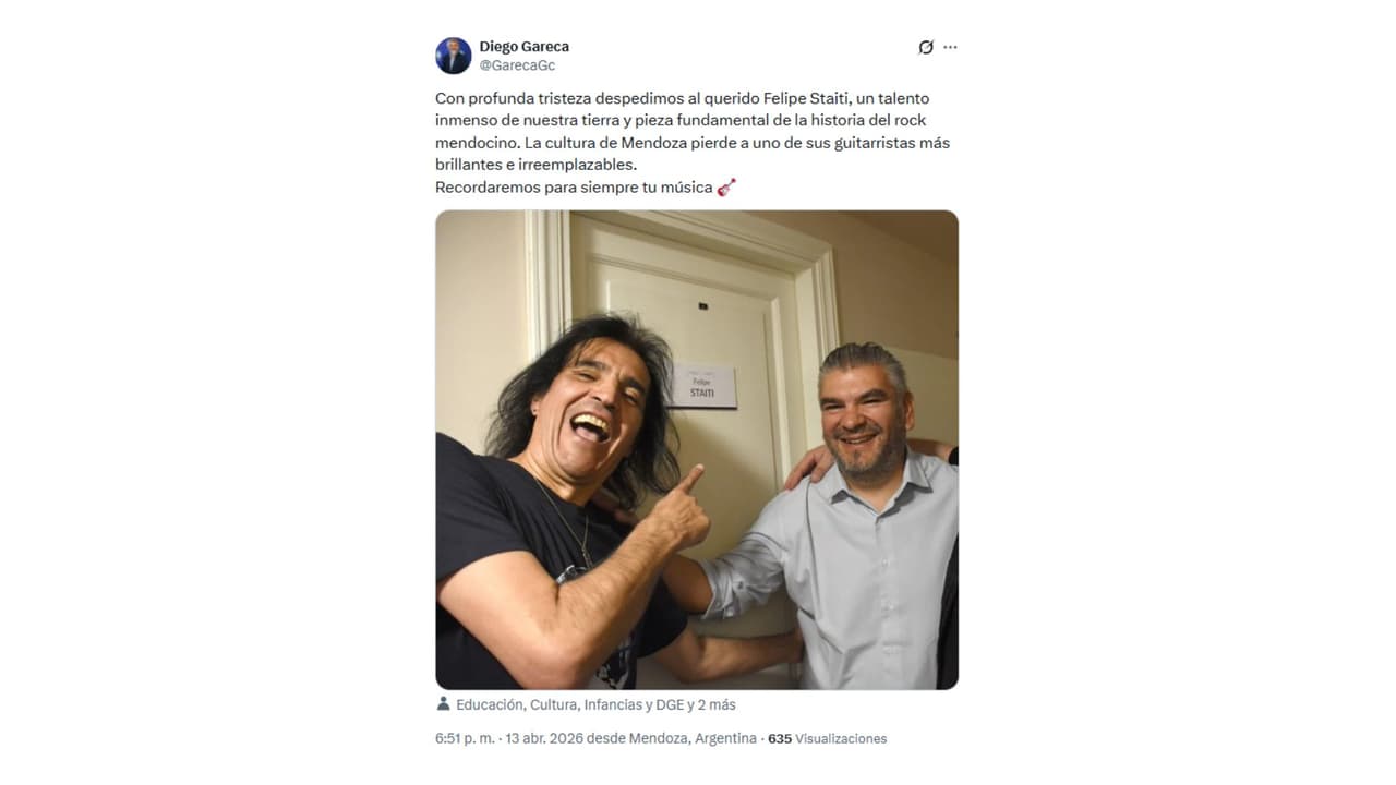 Así se dio a conocer la muerte de Felipe Staiti, guitarrista y fundador de Enanitos Verdes.