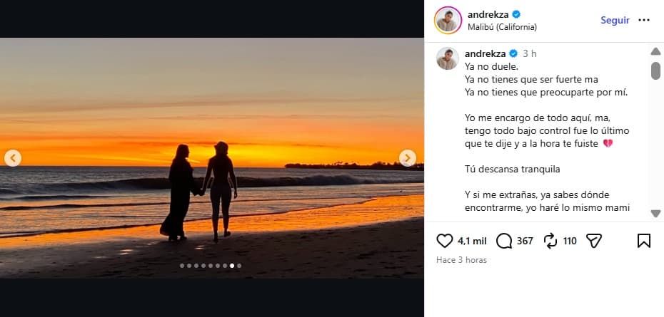 Andrekza, hija de Andreina Yépez, le dedicó un mensaje tras su muerte.