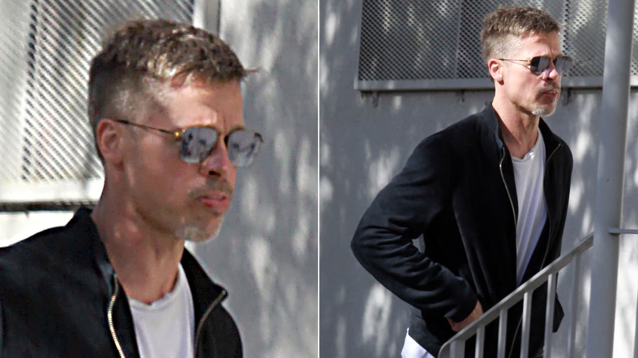 Brad Pitt saliendo de un estudio de arte de Los Ángeles, California
