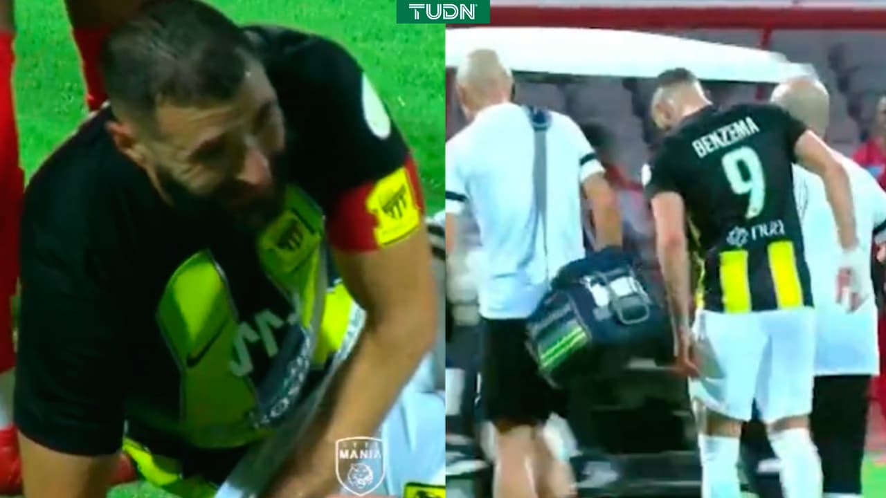 Benzema se lesiona con Al Ittihad y se marcha con dolor en la Liga saudí