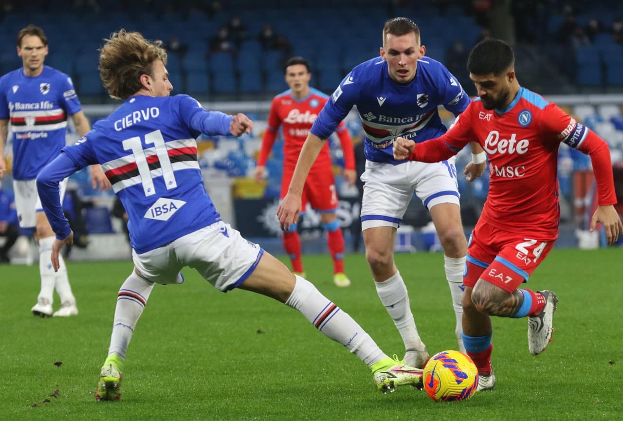 Napoli derrota por la mínima a la Sampdoria con anotación de Andrea Petagna al 43' durante la J21 en la Serie A. Hirving Lozano aún no se ha podido incorporar tras resultado positivo de COVID-19.