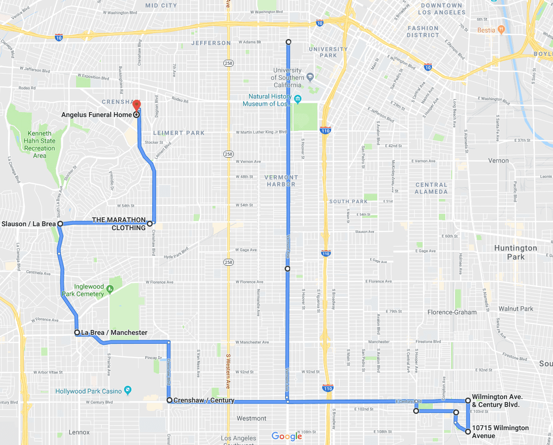 Recorrido de la procesión en honor de Nipsey Hussle en Los Ángeles, California - Jueves 11 de abril de 2019