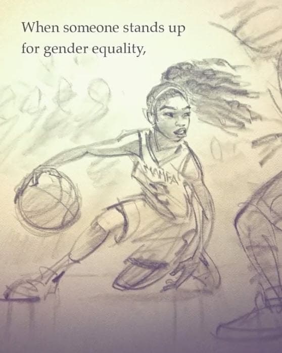 "Cuando alguien defiende la igualdad de género, 
<b>te veo de pie junto a ellos</b>", agregó. 
<br>