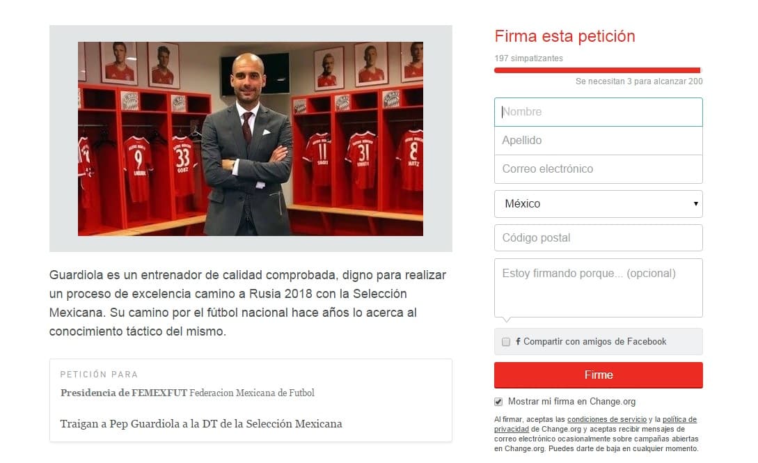 Mexicanos piden a Pep como DT de la Selección