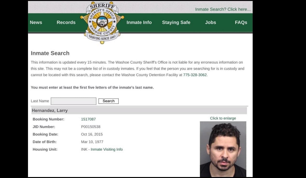 Larry paró en la cárcel de Reno y a todos estremeció con su semblante.