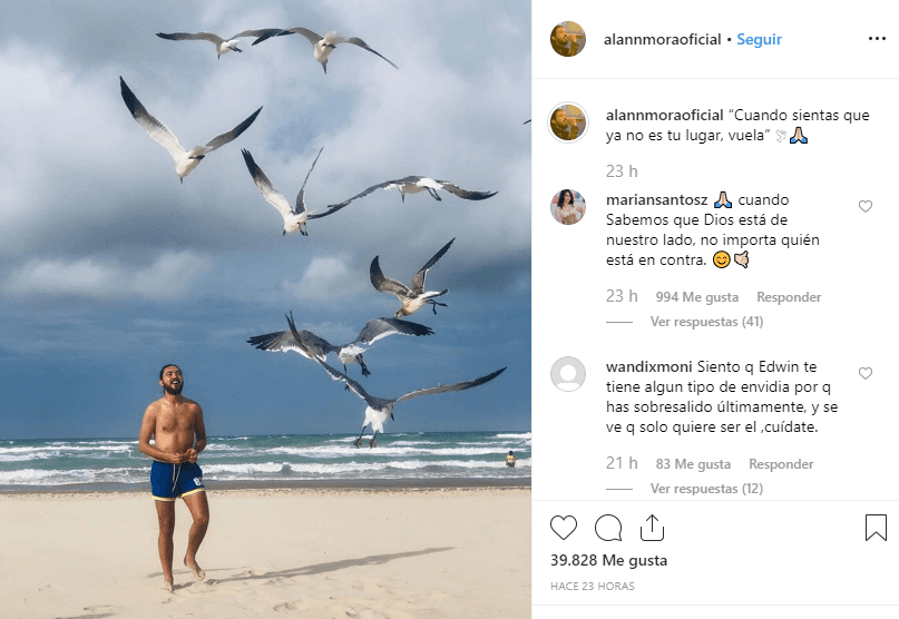 Un día antes de que Alann se despidiera, publicó en Instagram una fotografía en la playa mirando a unas aves con el mensaje: “Cuando sientas que ya no es tu lugar, vuela”.