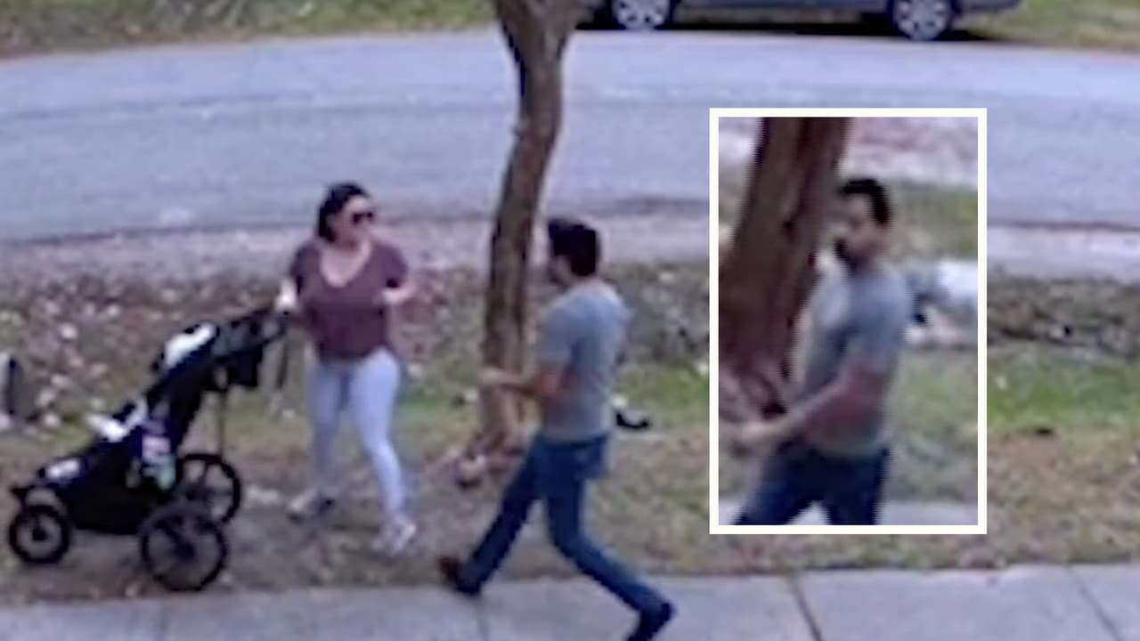 "Se abalanzó sobre mí":  video capta momento en el que un hombre intenta tocar a una mujer que caminaba con su bebé