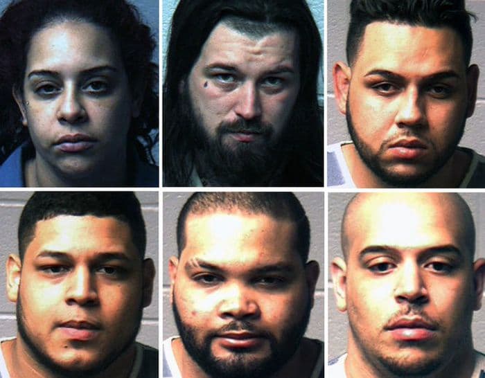 Seis personas: Yahair Delcarmen Díaz, arriba a la izquierda; Vincent Anth Sorrentino, centro superior; Reynaldo J. García-Martínez, arriba a la derecha; Dariel Abreu-Jose, abajo a la izquierda; Guillermo Fanjul, en el centro inferior, y Christian P. Santana, en la parte inferior derecha, fueron acusados por la policía de Bethlehem en una estafa para defraudar a los abuelos en Arkansa y Texas.