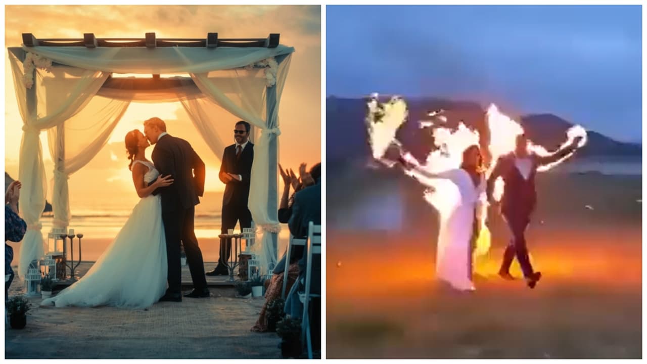 Novios se prenden fuego durante su boda e impactan a Internet: "Como 'Los Juegos del Hambre'"