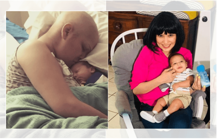 Mujer con extraño cáncer de mama celebra el milagro de la vida con su pequeño hijo