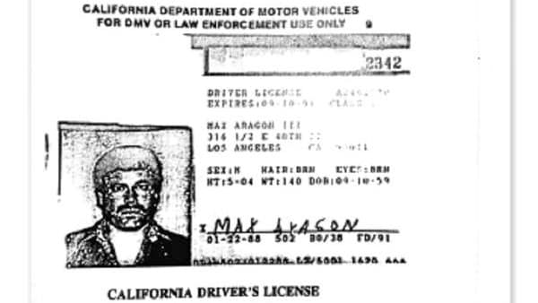 Licencia de manejo de California de 'El Chapo'.