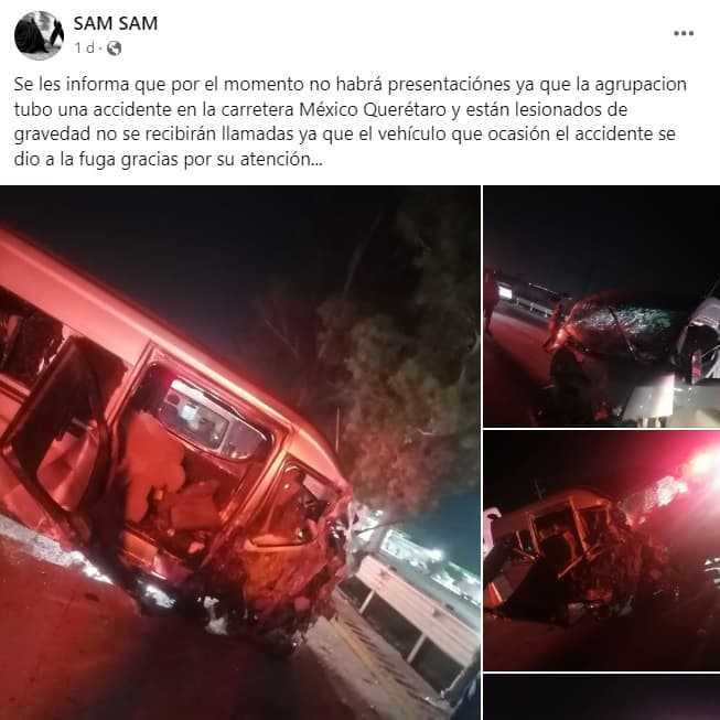 Banda de rock urbano Sam Sam sufrió un percance.