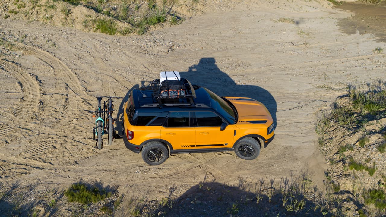 The all-new Bronco Sport was designed for life on the trails, with more than 100 available factory-backed and aftermarket accessories to transport adventure gear. (Pre-production model pictured.)