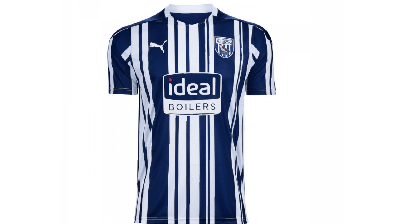 West Bromwich Albion kit de casa.
