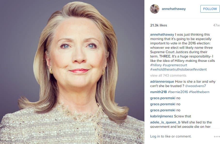 Anne Hathaway explica aquí por qué quiere votar por Clinton.