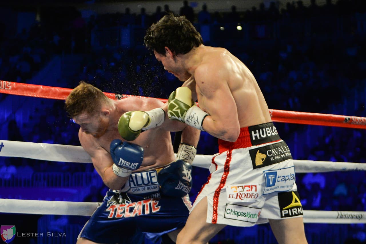 Te acercamos a los golpes que se dieron Saúl 'Canelo' Álvarez en contra de Julio César Chávez Jr., imágenes que te harán sentir en el ring.