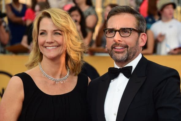Steve Carell, nominado por 'Foxcatcher' y su esposa Nancy.