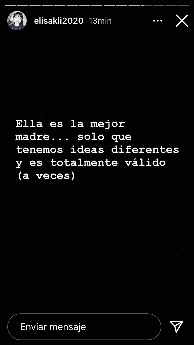 Horas después, 
<b><a href="https://www.univision.com/famosos/hija-de-cynthia-klitbo-pide-disculpa-fotos">Elisa pidió disculpas</a></b> y se retractó de lo que dijo de su mamá. Por su parte, la actriz también aclaró la situación y dijo que no tenía nada que perdonarle a su hija. 
<br>