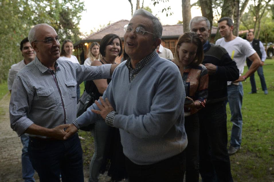 Colombia ex-president Álvaro Uribe celebrates the 'no' victory. In an interview with the New York Times, he said Colombia was making a deal with the devil.