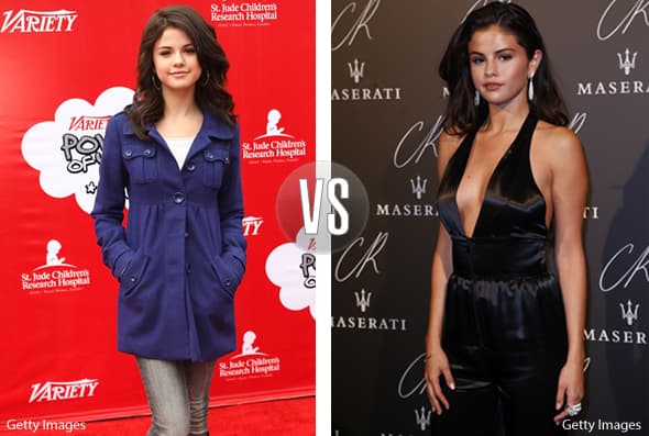 ¡Wow! ¿Y qué tal Selena Gomez? Pasó de ser una tierna y tímida niña a una sexy mujer... Un poco de maquillaje, vestidos de alta costura y un aumento de senos, han dejado a Selena súper radiante.