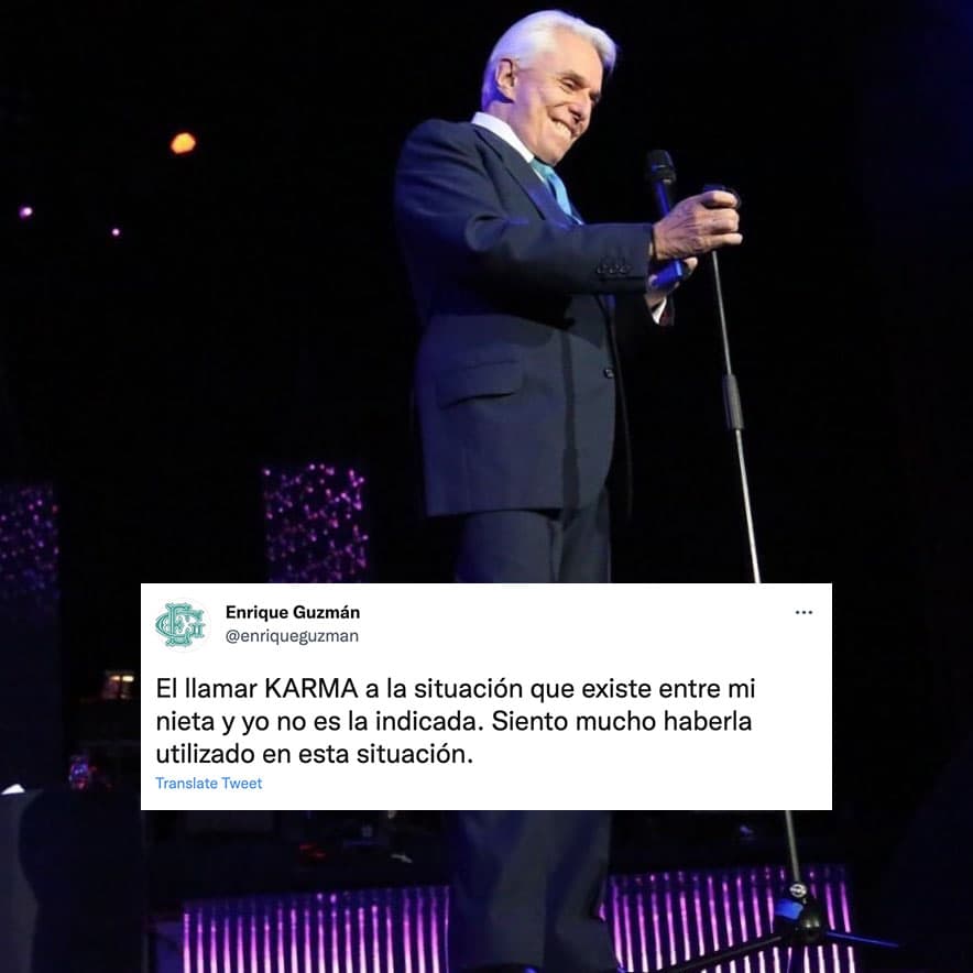 “El llamar karma a la situación que existe entre mi nieta y yo no es la indicada. Siento mucho haberla utilizado en esta situación”, escribió en su cuenta oficial.