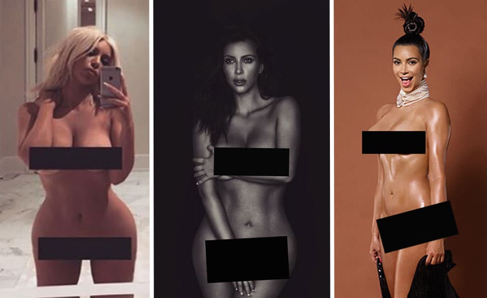 Pero Kim no es nueva en el arte de posar sin ropa.